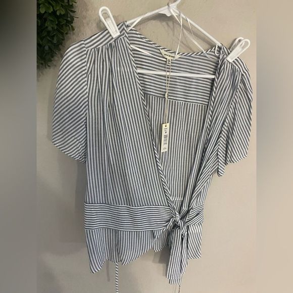 Max Studio stripe wrap blouse medium - Picture 1 of 6